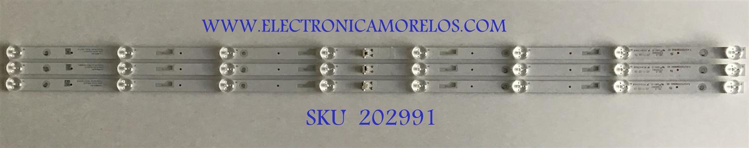 KIT DE LED'S PARA TV HKPRO ((3 PIEZAS)) / NUMERO DE PARTE TL43JTX332M08A0 V0 / PC64366B / 035-430-3030-A / E320262 / PANEL LVF430CSD0 E1 V54 / MODELO HKP43F16