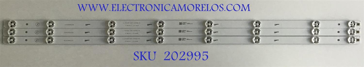 KIT DE LED'S PARA TV KELLEY (3 PIEZAS) / JL.D40081330-020AS-M / 4640WW009 / 17AD630 / PANEL LVF400PDE E1 V12