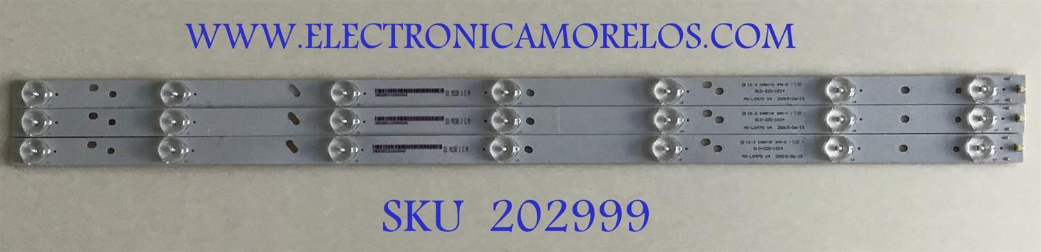 KIT DE LEDS PARA TV SEIKI (3 PIEZAS) / 910-320-1024 / MS-L0470 V4 / PANEL LC320TU2A 11 / MODELO SE32HY