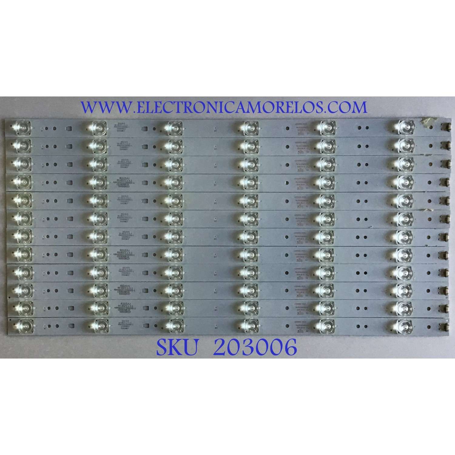 KIT DE LED'S PARA TV PROSCAN ((12 PIEZAS)) / NUMERO DE PARTE 30350006202 / LED50D6-01(A) / 48400001330050-1 / PANEL V500HJ1-PE8 REV.C3 / MODELOS PLDED5068A-E A1508 / 50E3500A / LT-50EM76