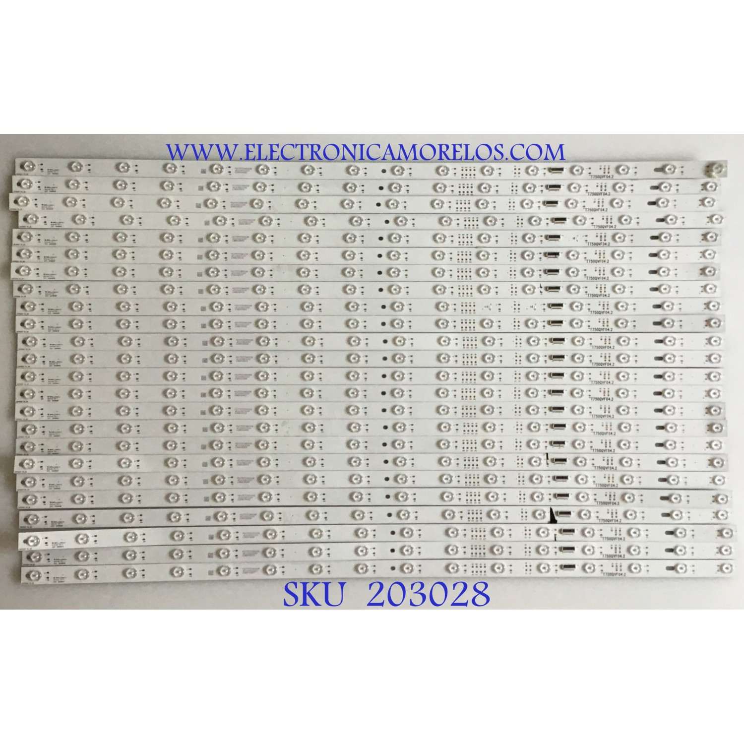 KIT DE LED´S PARA TV VIZIO (30 PIEZAS) / LB75025 V0_00 / MX75T08008 / 4C100C100 /  PANEL T750QVF04.2 / MODELO PX75-G1 / 87 CM.