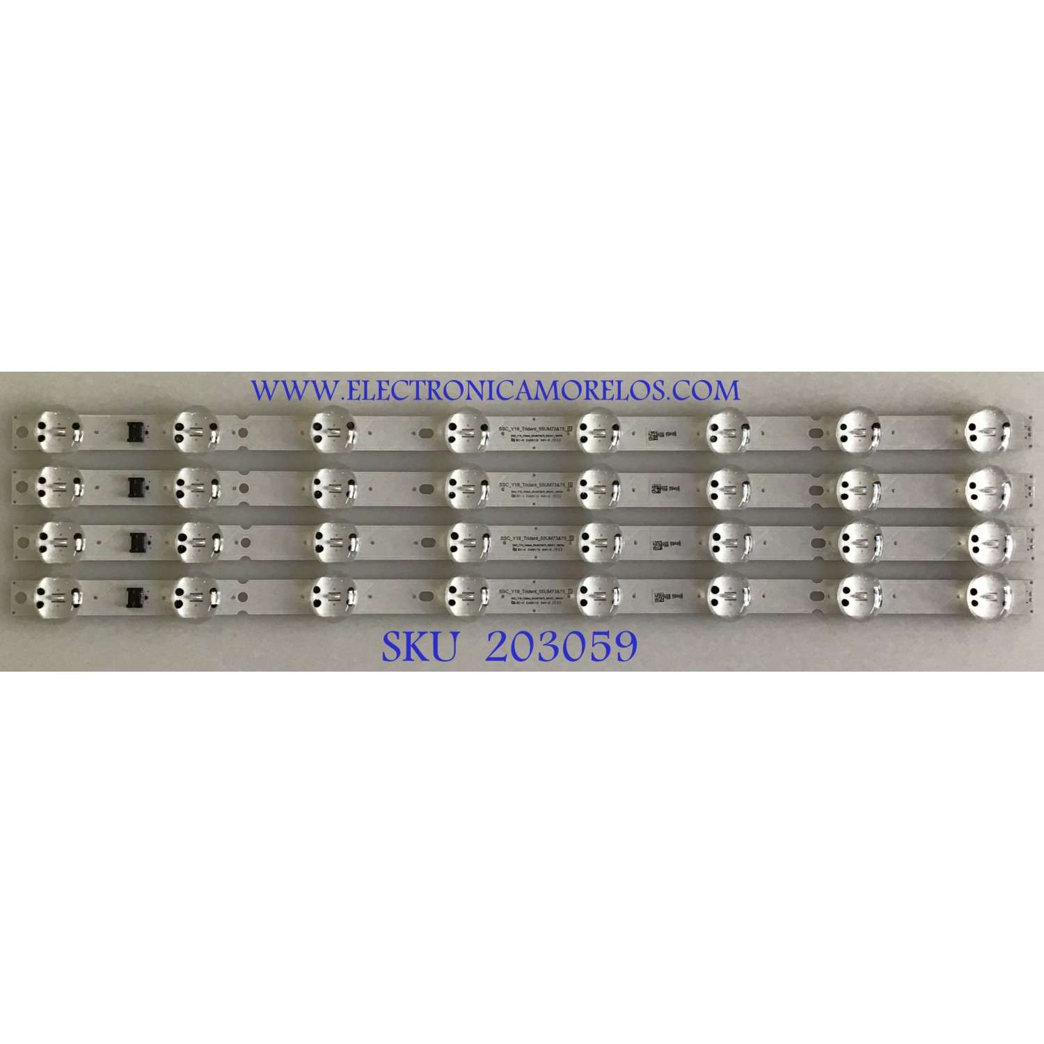 KIT DE LEDS PARA TV LG (4 PIEZAS) / EAV64832901 / SSC_Y19_TRIDENT_55UM73&amp;75 / 26X2C / 180703 / PANEL NC550DQG-ABHX3 / NC550DQG-ABHX1 / MODELO 55UM7300AUE.BUSGDKR
