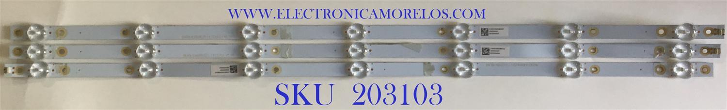 KIT DE LEDS PARA TV INSIGNIA / ((3 PIEZAS)) / 210BZ07D0B33MDC00L / TT3210A V0_00 / 18465000493 / 3D533000005E / PANEL TPT3156B5-1A058.L / MODELO NS-32DF310NA19