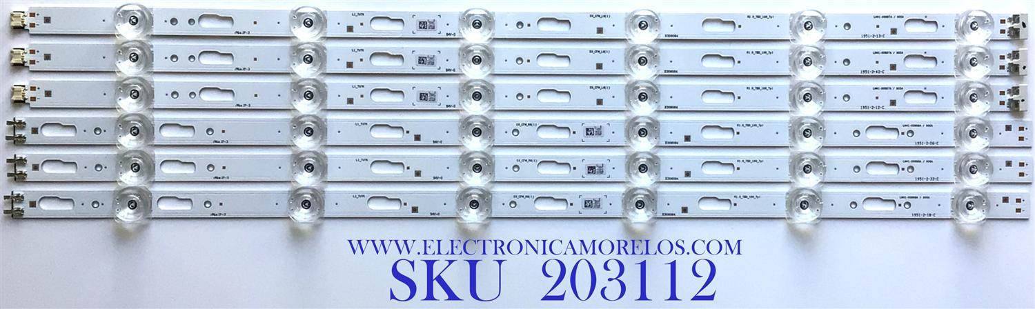 KIT DE LEDS PARA TV SAMSUNG 6 PIEZAS ORIGINALES / NUMERO DE PARTE 50318A / 50317A / LM41-00887A / LM41-00869A / LM41-00888A / LM41-00870A / V0T7-500SMB-R0 / V0T7-500SMA-R0 / PANEL CY-BT050 / MODELOS UN50TU8000FXZA / MAS MODELOS EN DESCRIPCIÓN