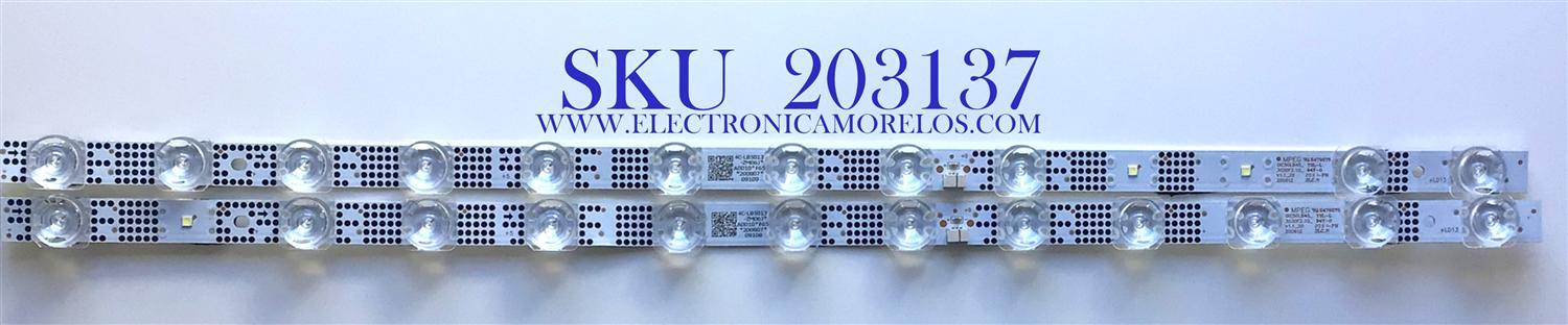 KIT DE LEDS PARA TV TCL ORIGINAL 2 PIEZAS / NUMERO DE PARTE GIC50LB45 / GIC50LB45_3030F2.1D_V1.1_200612 / 4C-LB5013-ZM06J / PANEL LVU500NDEL / MODELO 50S434 / 50S433