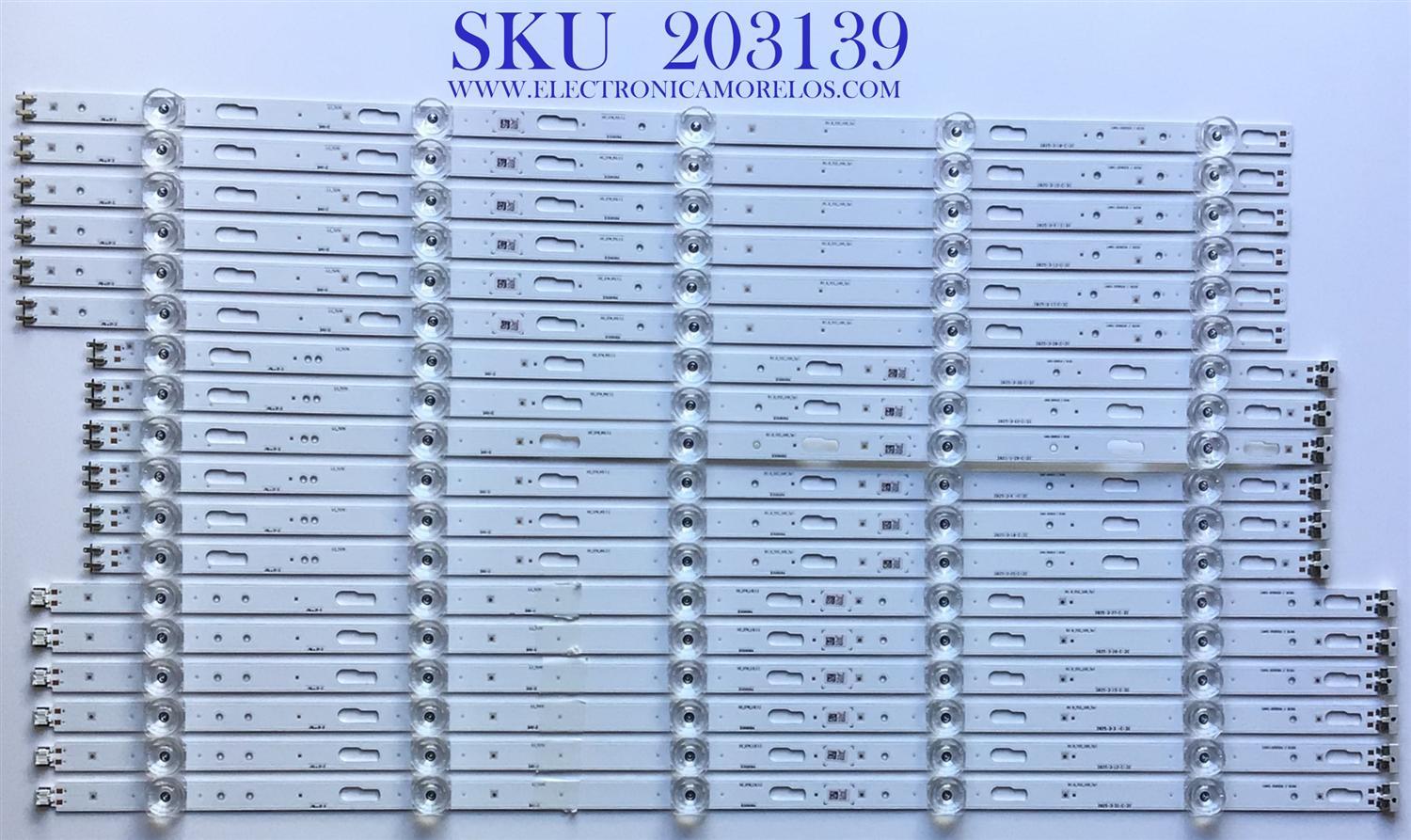 KIT DE LED'S PARA TV SAMSUNG (18 PIEZA) / NUMERO DE PARTE BN96-50455A / BN96-50456A / BN96-50457A / SVC820A09 / R1.0_TCC_100_7PI / LM41-00900A / LM41-00901A / PANEL CY-BT082HGLV3H / MODELOS UN82TU6950FXZA FA01 / UN82TU700D / UN82TU700DFXZA FA01