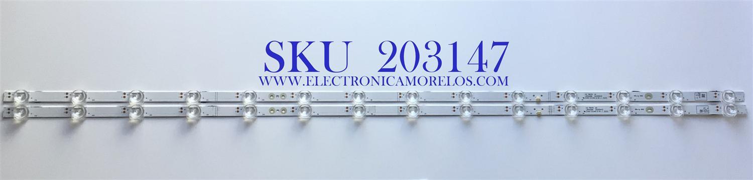 KIT DE LED'S PARA TV ONN (2 PIEZAS) / NUMERO DE PARTE  LB5009H / 20200413 / CZ   7607A / 1242741 / E469119 / PANEL T500QVN03.7 / MODELO 100021258