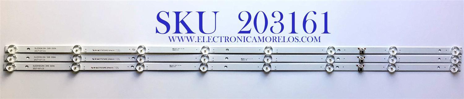 KIT DE LED'S PARA TV POLAROID (3 PIEZAS) / NUMERO DE PARTE  DLED43KJAH  3X8 / BPM2V0 / E177671B/PEC / 21006313 / M208/A4/H / PANEL LC430EGY (SK)(M3) / MODELO PTV43174KILED