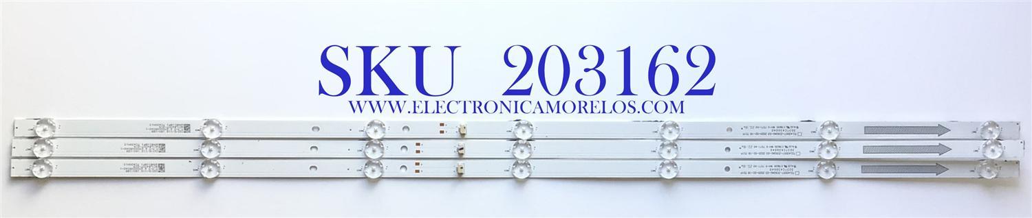 KIT DE LED'S PARA TV HITACHI (3 PIEZAS) / NUMERO DE PARTE  303TC430040 / TCL43D07-ZC62AG-03 / 4C-LB430T-ZC9 / TC430M13 / 200511BF1 / PANEL LVF430PADX E0090 / MODELO 43D33
