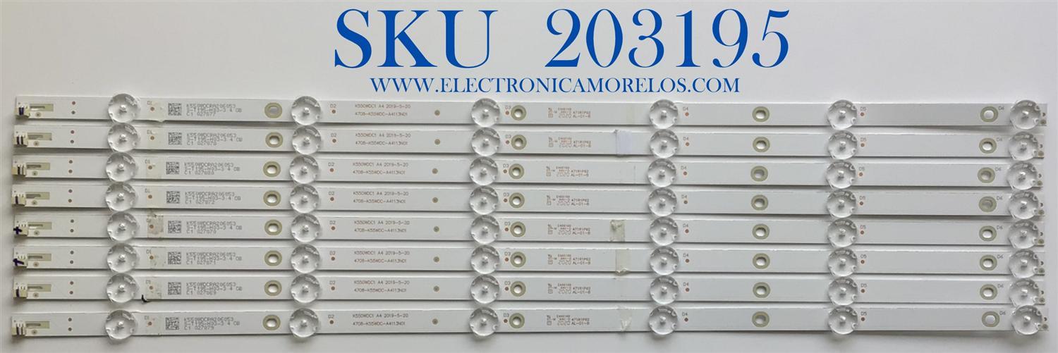 KIT DE LED'S PARA TV TOSHIBA (8 PIEZAS) / NUMERO DE PARTE 4708-K55WDC-A4113N01 / K550WDC1 A4  / 471R1P62 / E466169 / PANEL K550WDCRA-UK350A7 / MODELO 55LF621U21