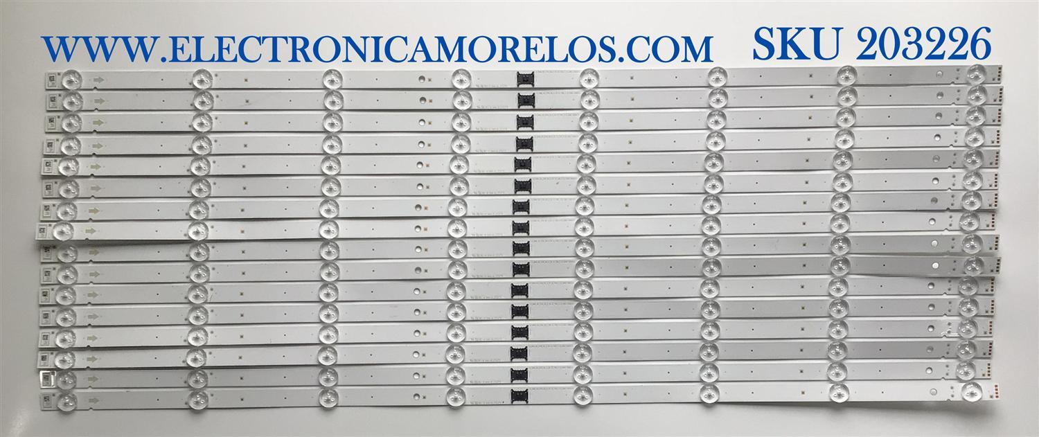 KIT DE LED'S PARA TV SONY (16 PIEZAS) / NUMERO DE PARTE L3_BNN_G5_CFM_S8_2_R1.0_T9Q_1.0 / LM41-00831A / U728 Z / PANEL YSAF075CNG01 / MODELO XBR-75X800H / XBR75X800H