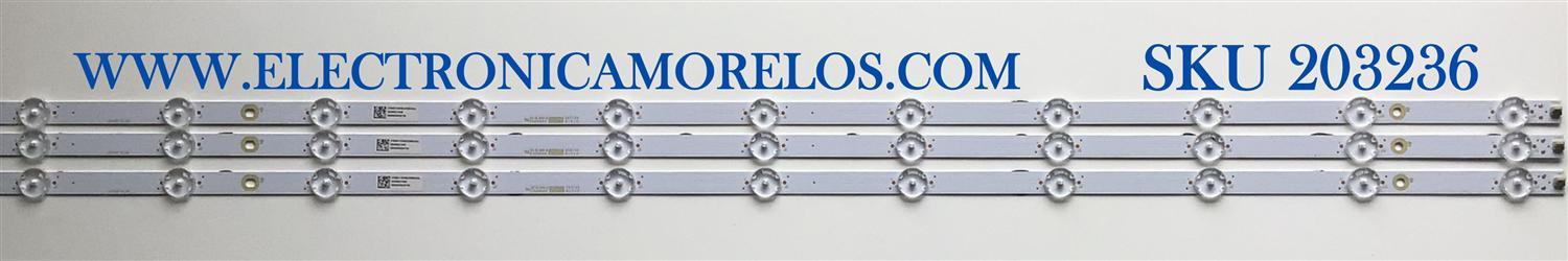 KIT DE LED'S PARA TV VIZIO (3 PIEZAS) / NUMERO DE PARTE LB4310E / LB4310E V0_00 / 210BZ11D0B33MBH0AL / 3B68600000YM / PANEL TPT430B5 / TPT430WR-QVN03.U / DISPLAY T430QVN03.8 / MODELOS V435-H11 / V435-H11 LTM5ZGLW / V435-J01 / V435-J01 LTPWE6WZ