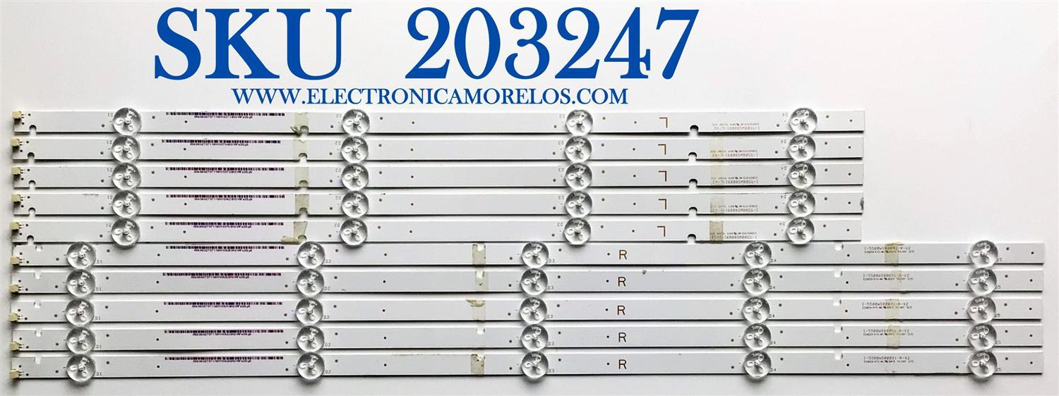 KIT DE LED'S PARA TV VIZIO (10 PIEZAS) / NUMERO DE PARTE I-5500WS80091 / I-5500WS80091-R-V2 / I-5500WS80091-L-V2 / PANEL LSC550FFN11 / MODELOS D55-F2 / D55-F2 LWZQWXKU