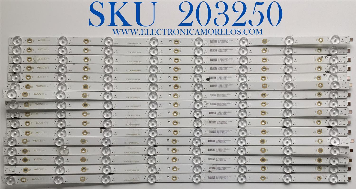 KIT DE LED'S PARA TV VIZIO (16 PIEZAS) / NUMERO DE PARTE IC-A-AOAG50DB10A / 210BZ08D0B33L / 4504940L6CK / PANEL TPT500U1-QVN03.U / MODELO M50Q7-H1