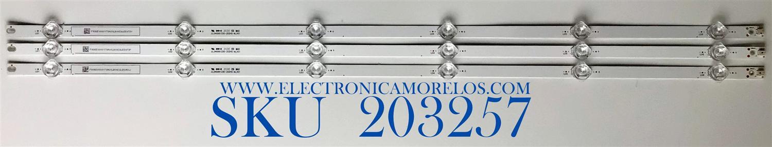 KIT DE LED'S PARA TV VIZIO (3 PIEZAS) / NUMERO DE PARTE JL.D40061330-202HS-M / JL.D40061330-202HS-M_V01 / 6C01B001L6200 / PANEL V400DJ2-D03 / MODELO V405-H19