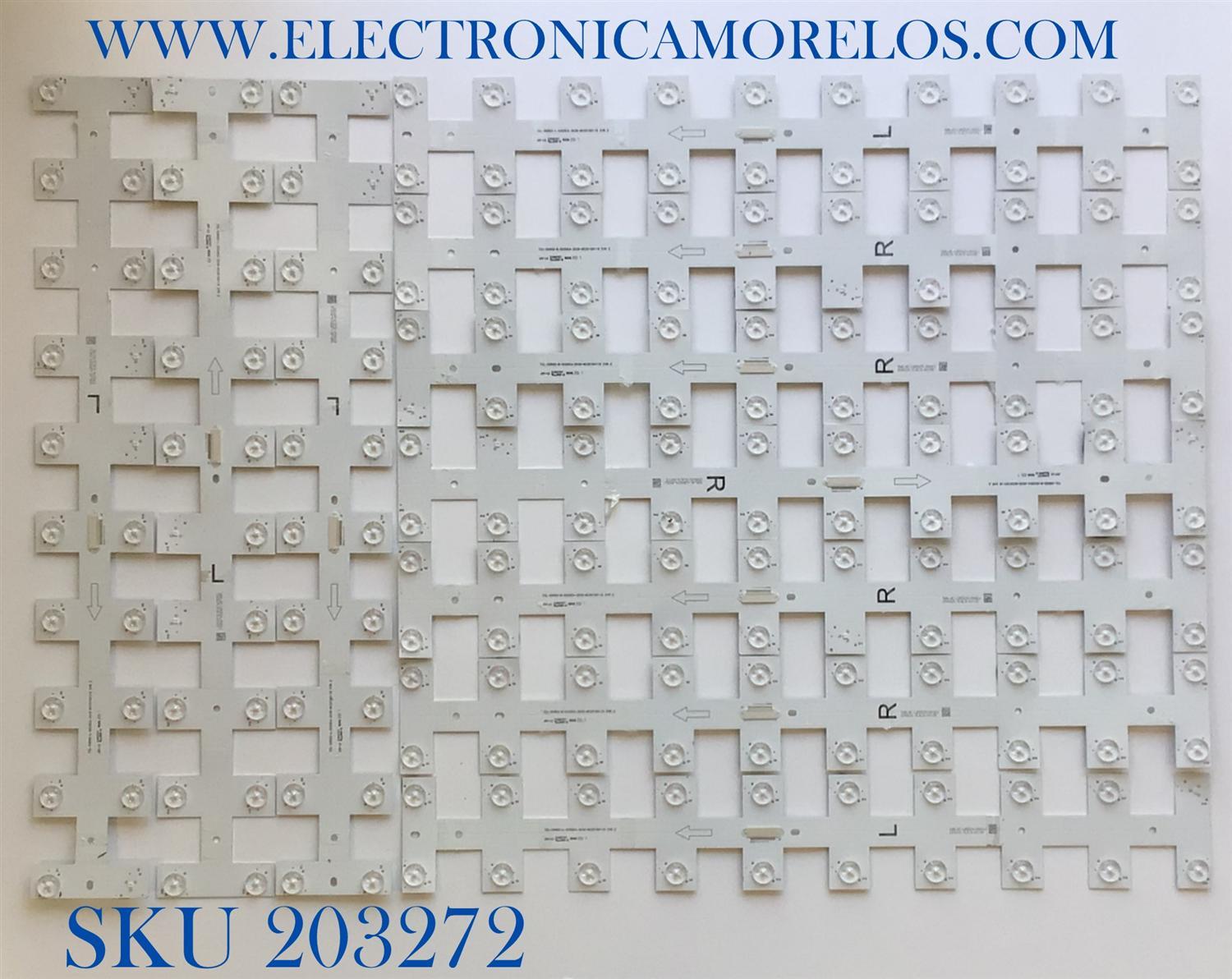 KIT DE LED'S PARA TV TCL (10 PIEZAS) / NUMERO DE PARTE YHA-4C-LB5520-YH  / TCL-55R62-L-5X20EA-3030-NC20190116 EVR.2 / TCL-55R62-R-5X20EA-3030-NC20190116 EVR.2 / YHA-4C-LB5520-YH01J / YHA-4C-LB5520-YH02J / 290520-1L6L0 / PANEL LVU550NDBL / MOFDELO 55R625