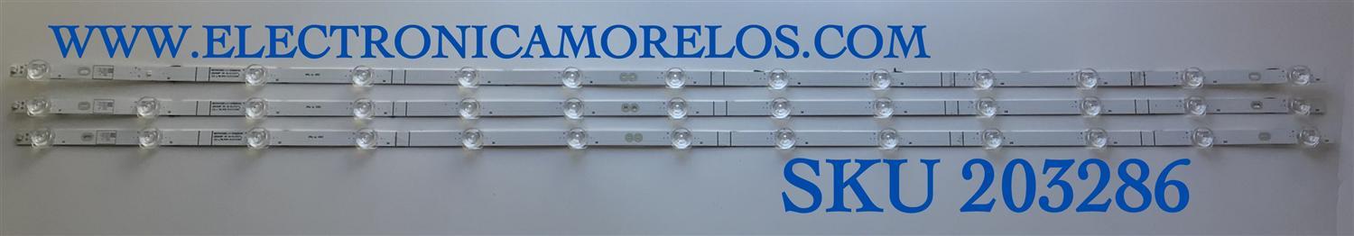 KIT DE LEDS PARA TV HISENSE ORIGINAL 3 PIEZAS / NUMERO DE PARTE LB5500P / LB5500P V0 / HD550X1U82-L1-2019061101 / PANEL HD550X1U84-T0L4\S1\GM\ROH / MODELOS 55R6090G5 / 55R6040G / 55R6E
