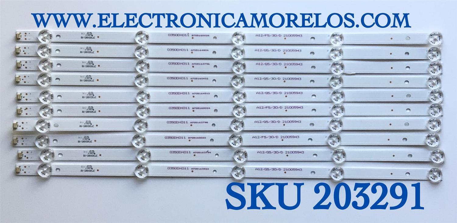 KIT DE LED'S PARA TV ELEMENT (10 PIEZAS) / NUMERO DE PARTE 3P50DX005-A0 / 21005943 / 0350DX011 / A12/G5/30/D / PANEL'S MD5005YTIF / MD5008YTIF / MD5004YTIU / MD5006YTIF / MODELO ELFW5017