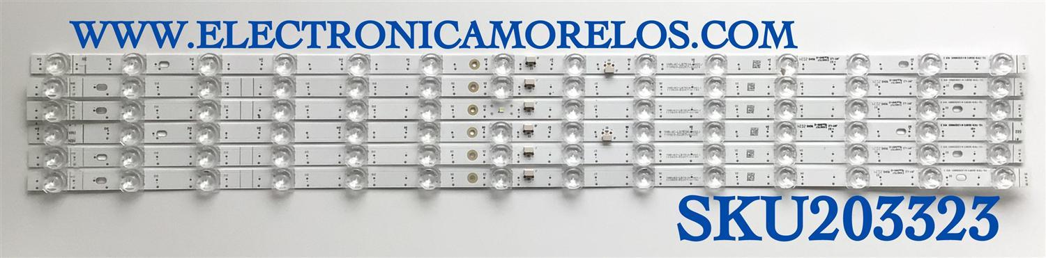KIT DE LEDS ORIGINAL PARA TV TCL 6 PIEZAS / NUMERO DE PARTE TCL-75F8-3030FC / TCL-75F8-3030FC-A-LX20200601 VER.3 / TCL-75F8-3030FC-B-LX20200601 VER.3 / YHA-4CLB7514-YH / PANEL LVU750NDEL-CD9W03 V2 / MODELO 75S431 / 75S434