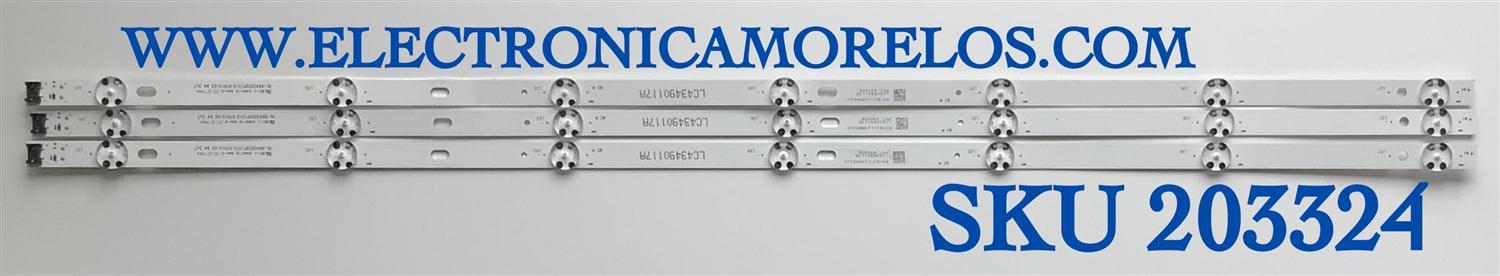 KIT DE LED'S PARA TV LG (3 PIEZAS) / NUMERO DE PARTE 99430CSP1313-0701S-02 / HL-99430CSP1313-0701S-02  A4 / LC43490117A / PANEL NC430DUE-VHHX1 / MODELO 43LM5700PUA 