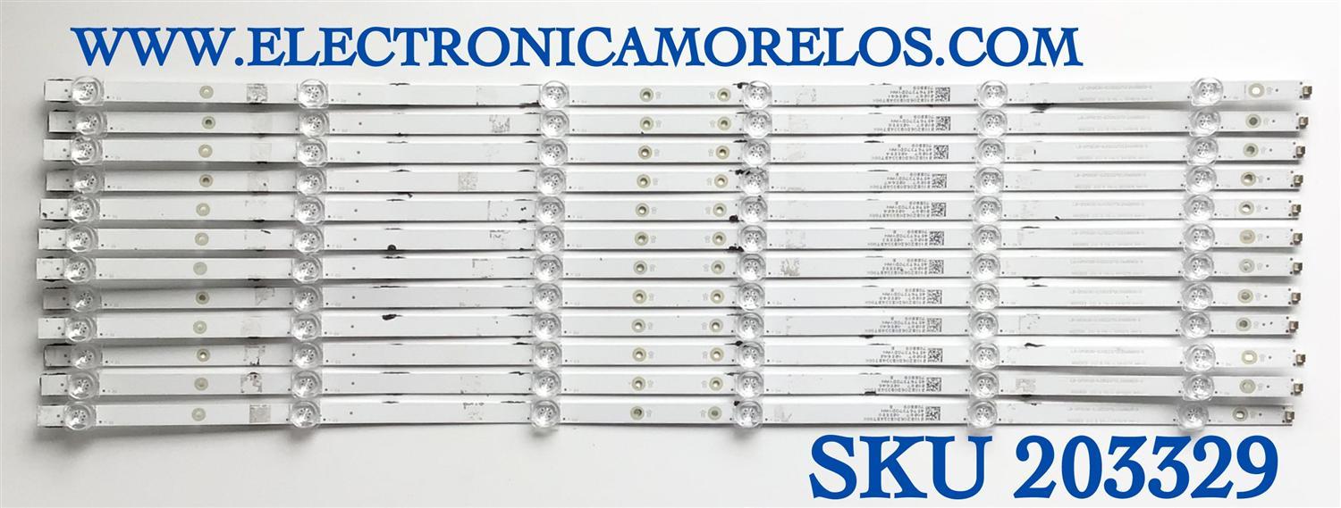 KIT DE LED'S PARA TV INSIGNIA (12 PIEZAS) / NUMERO DE PARTE GJOD227012XBB09 / LB-GM3030-GJOD227012XBB09-S / NS0323 / 210BZ06D0B334BT00X / 70BB09 / PANEL TPT700B5-U1T01 / MODELO NS-70DF710NA21 