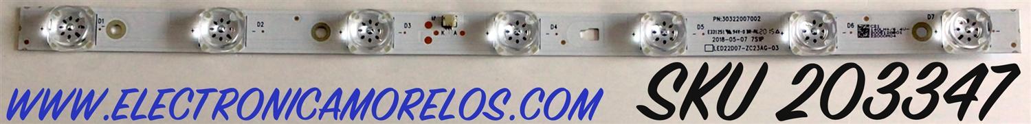 LED PARA TV INSIGNIA (1 PIEZA) / NUMERO DE PARTE 30322007002 / LED22D07-ZC23AG-03 / 22000M04 / PANEL T215HVN01.1 / MODELO NS-22D510NA19