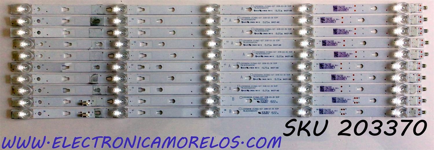 KIT DE LED'S PARA TV WESTINGHOUSE / ONN·ROKU TV (10 PIEZAS) / NUMERO DE PARTE LED55D05A-ZC29AG-02T / LED55D05B-ZC29AG-02T / 30355005214T / 30355005215T / 55000M0LT / PANEL LC546PU2L / MODELOS WR55UT4009 / WR55UX4019 / 100012586 (55 PULGADAS)