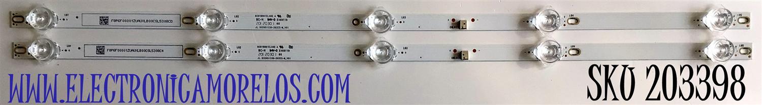 KIT DE LED'S PARA TV VIZIO (2 PIEZAS) / NUMERO DE PARTE JL.D32051330-202ES-M / JL.D32051330-202ES-M_V01 / PANEL V320BJ8-D08 REV.C1 / MODELO D32H-G9