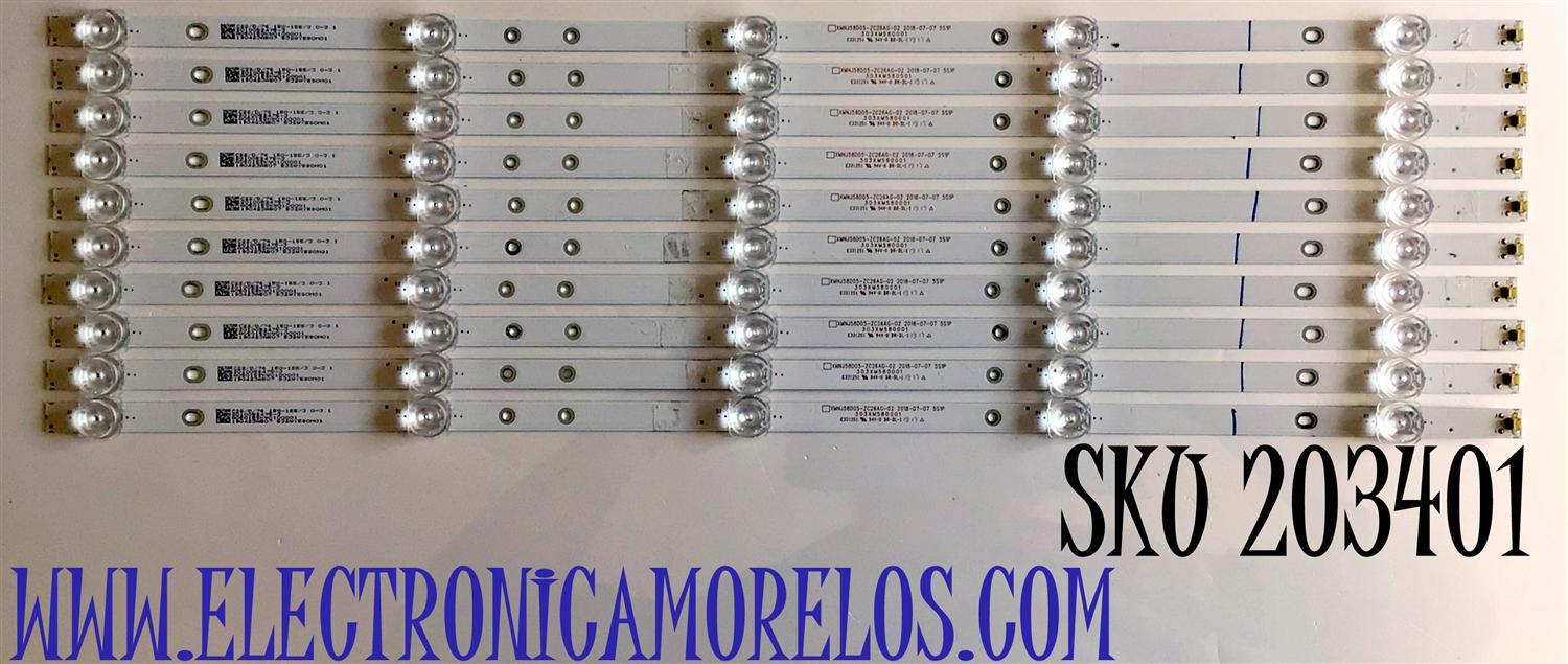 KIT DE LED'S PARA TV POLAROID (10 PIEZAS) / NUMERO DE PARTE XMNJ58D05-ZC26AG-02 / 303XM580001 / 532WY580M01 / 190423AB07 / 2010052475-4 / PANEL LK580PU1L02 / MODELO PTV58174KILLED - Imagen 1