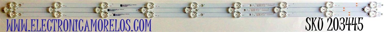 KIT DE LEDS ORIGINAL PARA TV ONN 3 PIEZAS / NUMERO DE PARTE LED50D09A-ZC62AG-02 / 30350009207 / LED50D09A-ZC62AG-02A / 30350009207A / LED50D09A-ZC62AG-02D / 30350009207D / PANEL V500DJ7-QE1 / MODELOS 100012585 / 100097811 / E4AA50R / RTRU5027-B-US