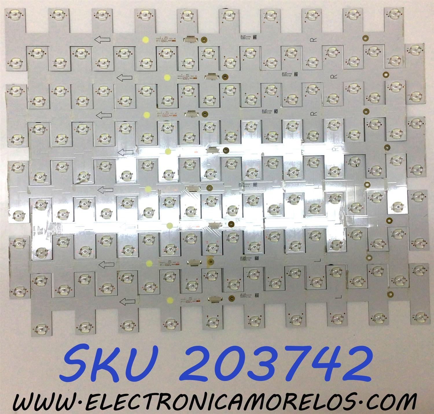 KIT DE LED´S PARA TV TCL (8 PIEZAS) / NUMERO DE PARTE YHFB0101-000028 / YHEB0101-000029 / 55S54 L 4X20 1021 4D / E496757 / 55S54 R 4X20 1021 4D / 210525 / PANEL LVU550NDJL / MODELO 55S546