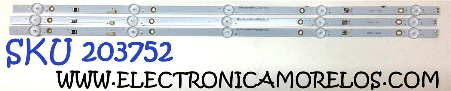 KIT DE LED´S PARA TV SAMSUNG (3 PIEZAS) / NUMERO DE PARTE TAN32044T / TAN32044T V0_01 / E349376HY-AI81075 / 0981-0108-SH04 / 09810108SH04 / MODELO UN32N5300AFXZA VF06