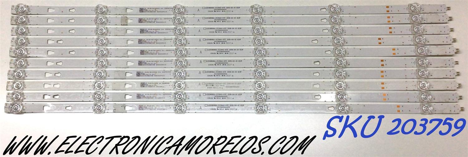 KIT DE LEDS PARA TV WESTINGHOUSE (10 PIEZAS) / NUMERO DE PARTE LED58D06A-ZC29AG-07E / 30358006005E / E331251 / 201009BC05 / 201008BC03 / 58000M13 / PANEL CC580PV7D / MODELO WR58UX4019 / RTRU5827-UC