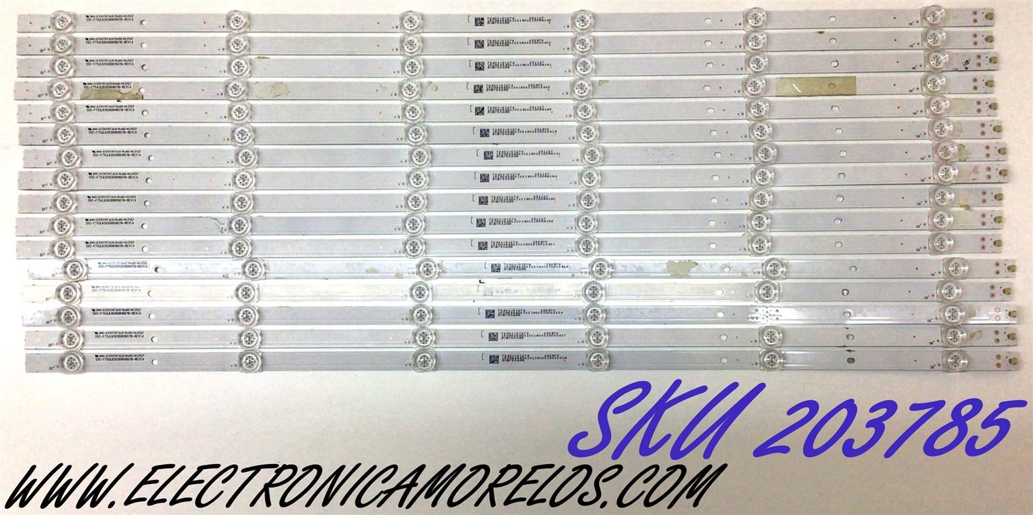 KIT DE LED'S PARA TV VIZIO (16 PIEZAS) / NUMERO DE PARTE SVB750A98 / LB7000J V4_05 / F75JL63030061607B / SSC-F75JL63030061607B-REV1.4 / E511747 / 70401-01274 / 150M0364D21021 / PANEL BOEI750WQ1 / MODELOS V755-J04 / V755-J04 LBNFE5KX / V755-J04 LBNFE5LX