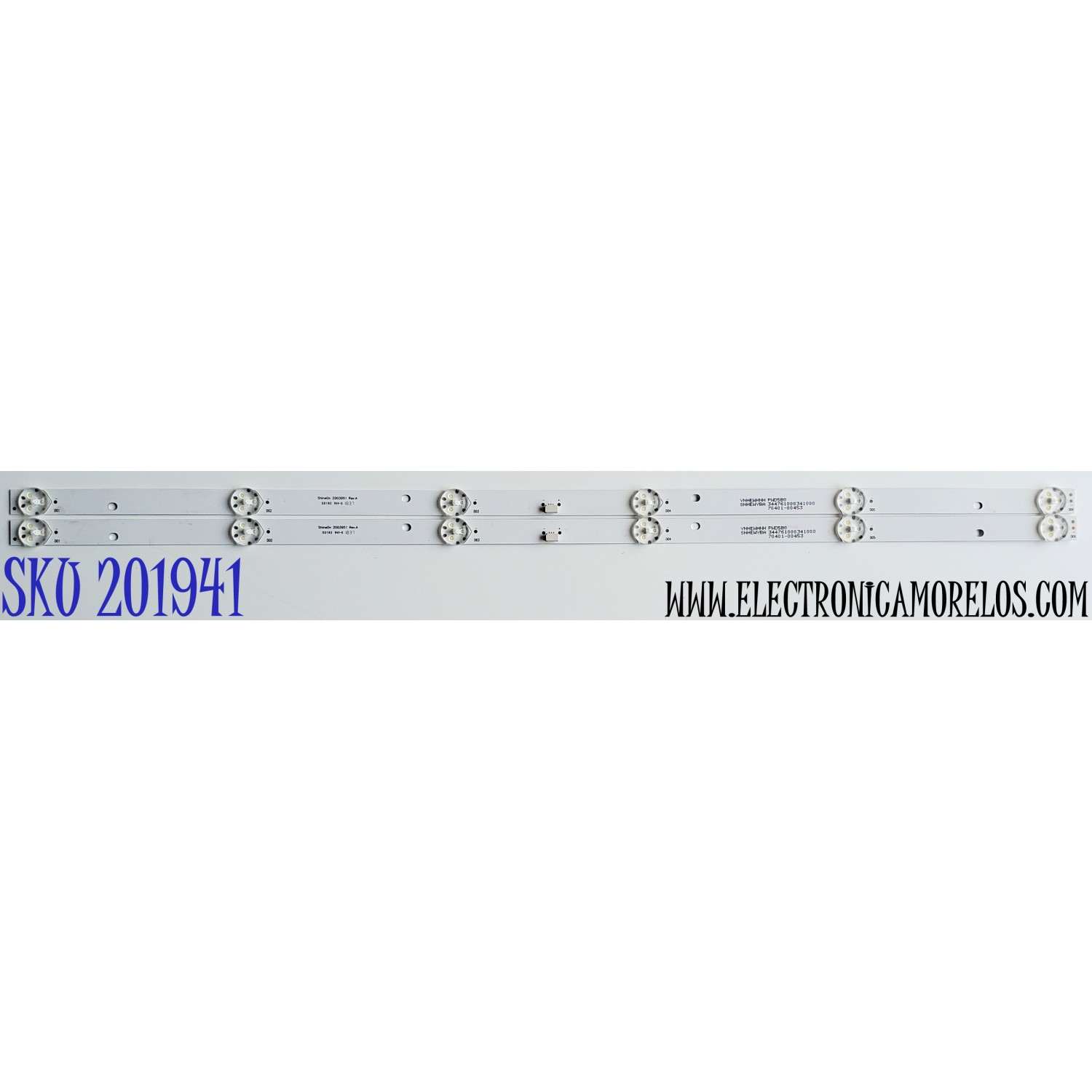 KIT DE LED´S PARA TV INSIGNIA ((2 PIEZAS)) / NUMERO DE PARTE SHINEON 2D03951 REV.A / YM7WHM PWR4A9 / SM7EWY5Y / 344761000398000 / PANEL BOEI320WX1-01 / MODELO NS-32D220A18 