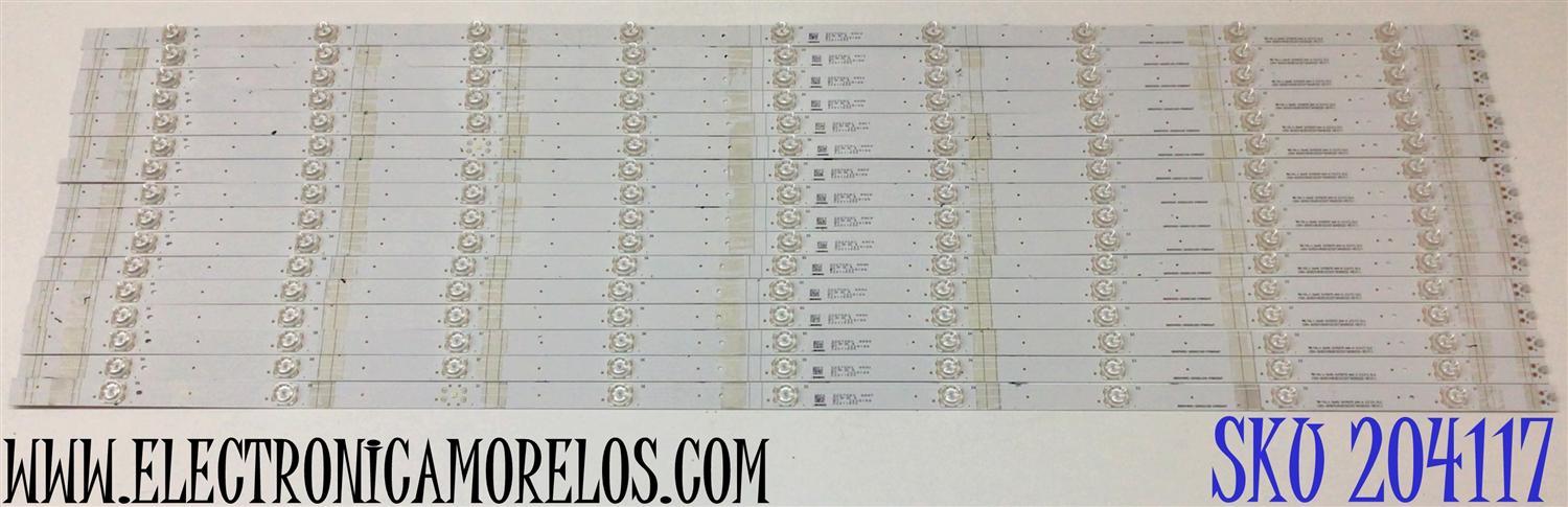 KIT DE LED'S PARA TV HISENSE (16 PIEZAS) / NUMERO DE PARTE SVH850A07 / HD850V8U81 / 2020021302 / CRH-BX85V8U813030T160902D-REV1.1 / HD850V8U81-2020021302-SVH850A07 / 1238189 / 22311500 / PANEL HD850V8U81\S0\GM\ROH / MODELO 85H6510G
