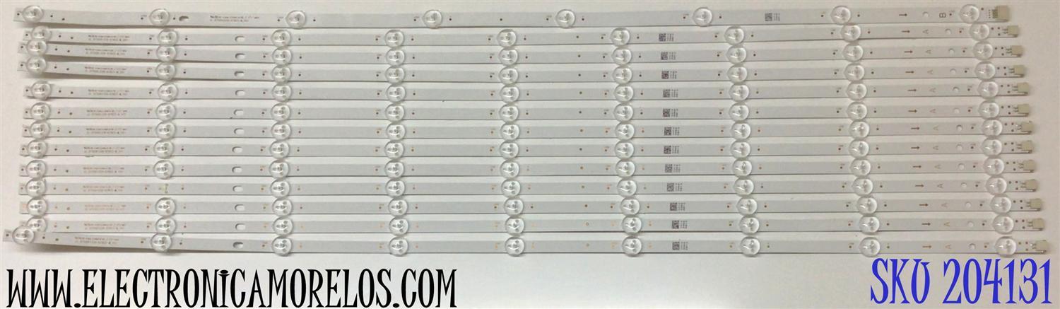 KIT DE LED'S PARA TV PANASONIC (13 PIEZAS) / NUMERO DE PARTE JL.D75042330-078CS-M_V01 / BC-H94V-0 E469119 HB.2 / 30105869DA12 / JL.D75091330-078CS-M_V01 / 30105868DB12 / PANEL HV750QUB-F90 / MODELO TH-75CQE1W