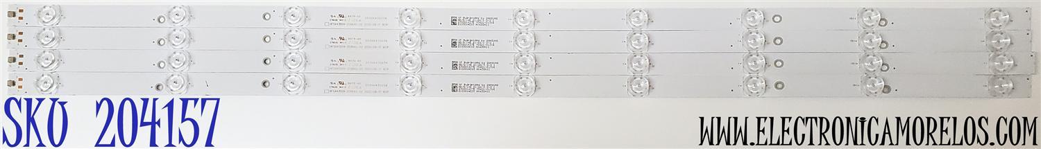 KIT DE LED'S PARA TV VIZIO ((4 PIEZAS)) / NUMERO DE PARTE HFSX43D09-ZC66AG-02 / 303HX430038 / E78030 / 210301NC03 / 2300014375 / HX430M11 / PANEL BOEI430WQ1 / DISPLAY T430QVN03.8 / MODELO M43Q6-J04 / M43Q6-J04 LBVAG5KX