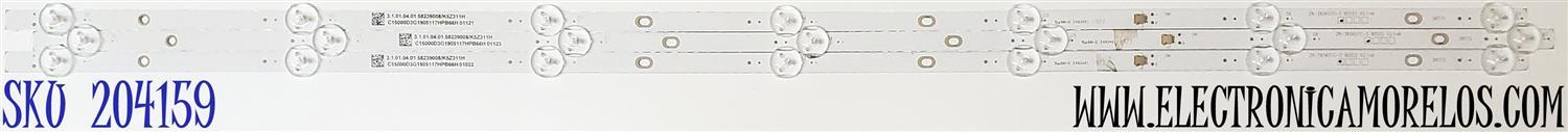 KIT DE LED'S PARA TV SEIKI ((3 PIEZAS)) / NUMERO DE PARTE ZN-385K07C-3 / C15000D3G1905117HPB66H / 58239008 / ZN-385K07C-3 90522 V2.1-0H / PANEL LC390TA1A / MODELOS SC-39HS950N / TE4019BP