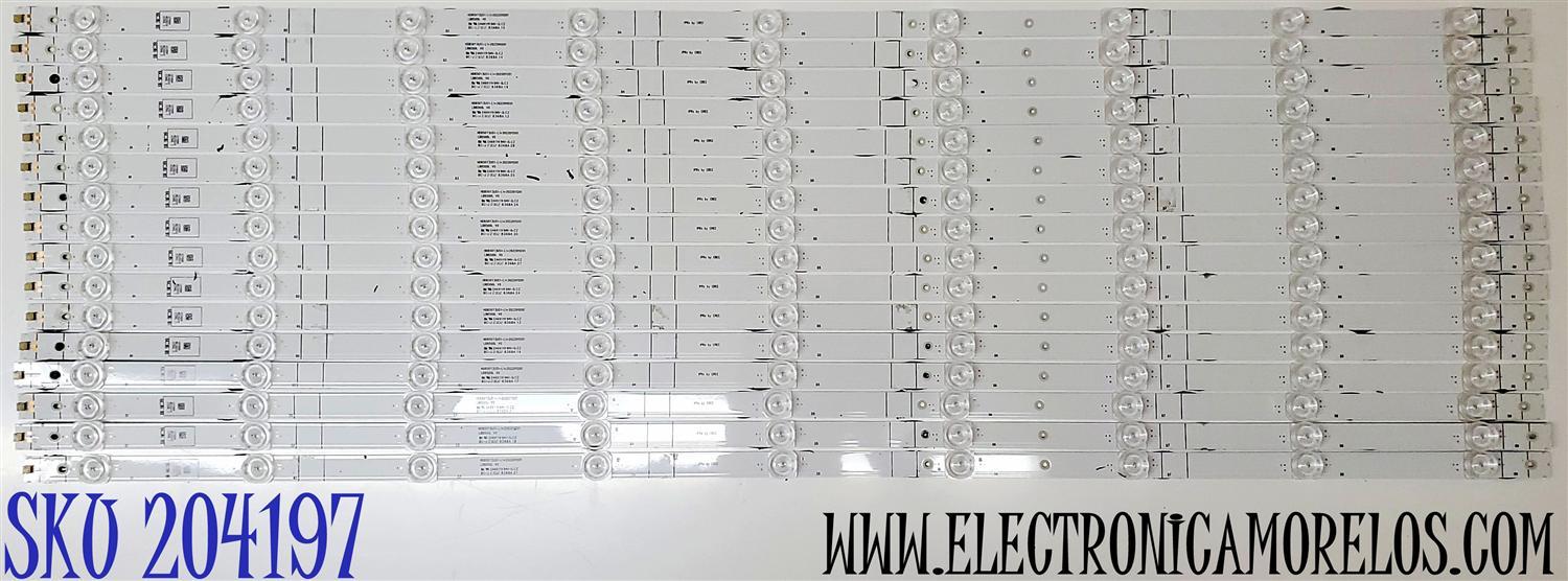 KIT DE LED'S PARA TV HISENSE ((16 PIEZAS)) / NUMERO DE PARTE LB8500L V0 / HD850Y3U51-L1+2022011201 / 1274509 / LB8500L / HD850Y3U51-L1 / 2022011201 / E469119 / 8368A / PANEL HD850Y3U51-L1M1 / MODELOS 85A6H / 85A7H