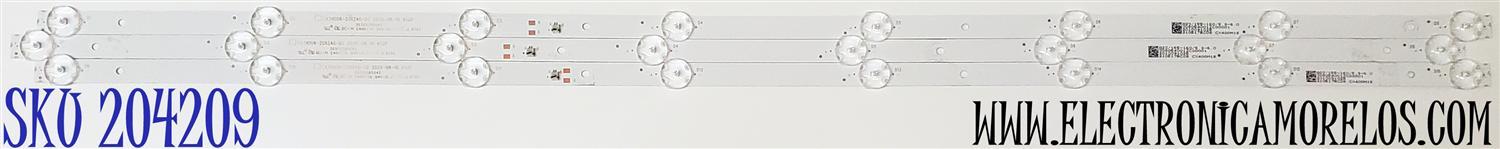 KIT DE LED'S PARA TV SANSUI ((3 PIEZAS)) / NUMERO DE PARTE CX39D08-ZC62AG-02 / 303CX390042 / 2010091025 / CX400M15 / 210517BC08 / 308054001ZC00001 / PANEL CX400DLEDM / DISPLAY V400HJ6-PE1 / MODELO S40P28FN