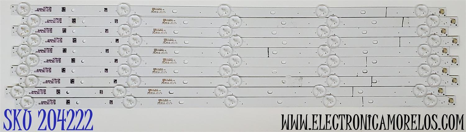 KIT DE LEDS ORIGINAL PARA TV RCA 10 PIEZAS / NUMERO DE PARTE 58HR332M05A0 / D58A114 5*10 / LM7N08R1E / AE0110634 / 58HR332M05A0 V0 / DISPLAY CC580PV1D / MODELO RTU5820 / RHOS581SM-D