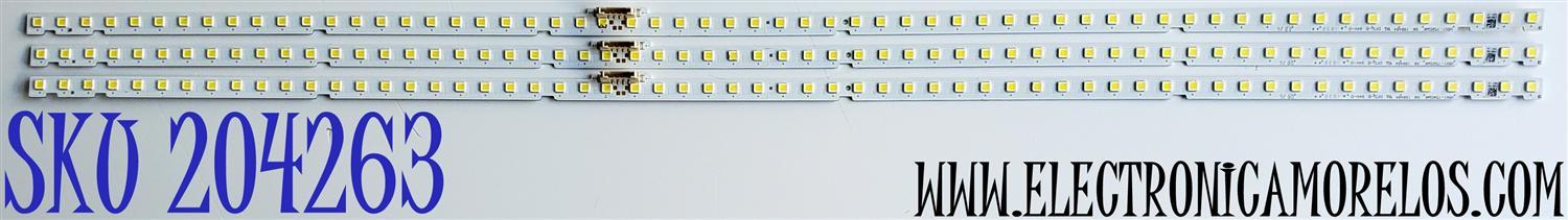 KIT DE LED'S PARA TV SAMSUNG ((3 PIEZAS)) / NUMERO DE PARTE BN96-46078A / V8N1-750SM0-R0 / 46078A / V8N1-750SM0 R0 / PANEL CY-NN075FGLV1H / CY-NN075HGEV1H / CY-NN075HGEV6H / MODELOS UN75NU / UE75NU / LH75Q / UA75NU / HG75 / MAS MODELOS EN DESCIPCIÓN