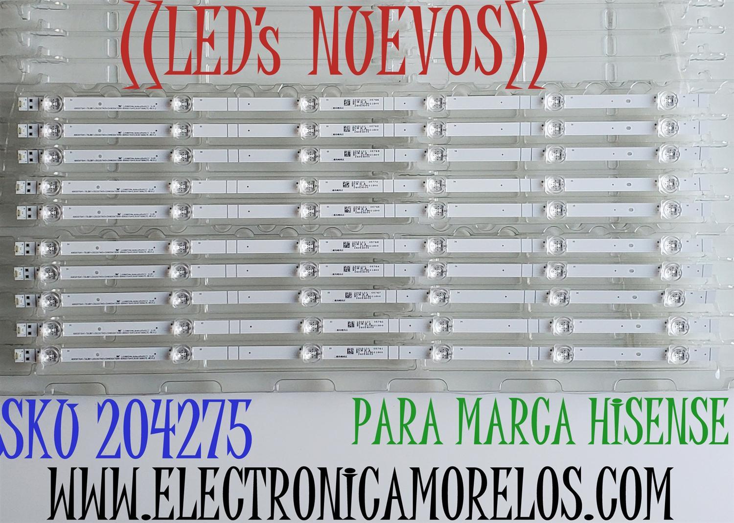 KIT DE LED'S ((NUEVOS)) PARA TV HISENSE ((10 PIEZAS)) / NUMERO DE PARTE CRH-BXK65Y1U41C3030T100627E-REV1.2 / HD650Y1U41-T0LBBY / 22022071401 / SVH650AT1CRH / 21279021S00 / 226054000 / PANEL HD650Y1U41-T0LBBY\GM\MCKD3A\ROH / MODELO 65A6H