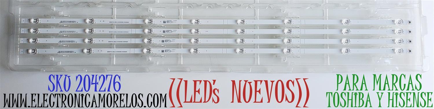 KIT DE LED'S ((NUEVOS)) PARA TV HISENSE / TOSHIBA ((4 PIEZAS)) / NUMERO DE PARTE CRH-BXBT50Y13030080409FREV1.1 / BD500Y1U-LB51L2 / 2021021901 / SVH500AH2 / 1262012 / 26131500 / PANEL HD500Y1U51-T0L2/MX\GM\CKD3A\ROH / MODELOS 50A6G / 50C350KU