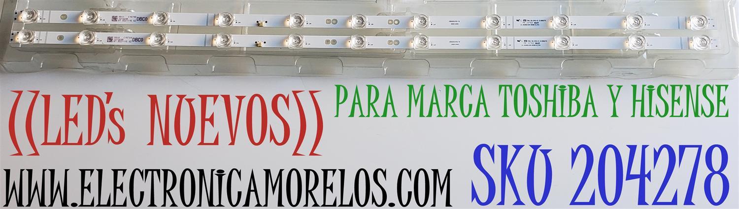 KIT DE LED'S ((NUEVOS)) PARA TV HISENSE ((2 PIEZAS)) / NUMERO DE PARTE JL.D425B1330-003DS-M_V01 / JHD425X1F52-T0 / 2020110301 / 1273208 / D221115 / PANEL JHD425X1F52-T0L1K1\S0\GM\ROH / MODELOS 43V35KU / 43H4030F3