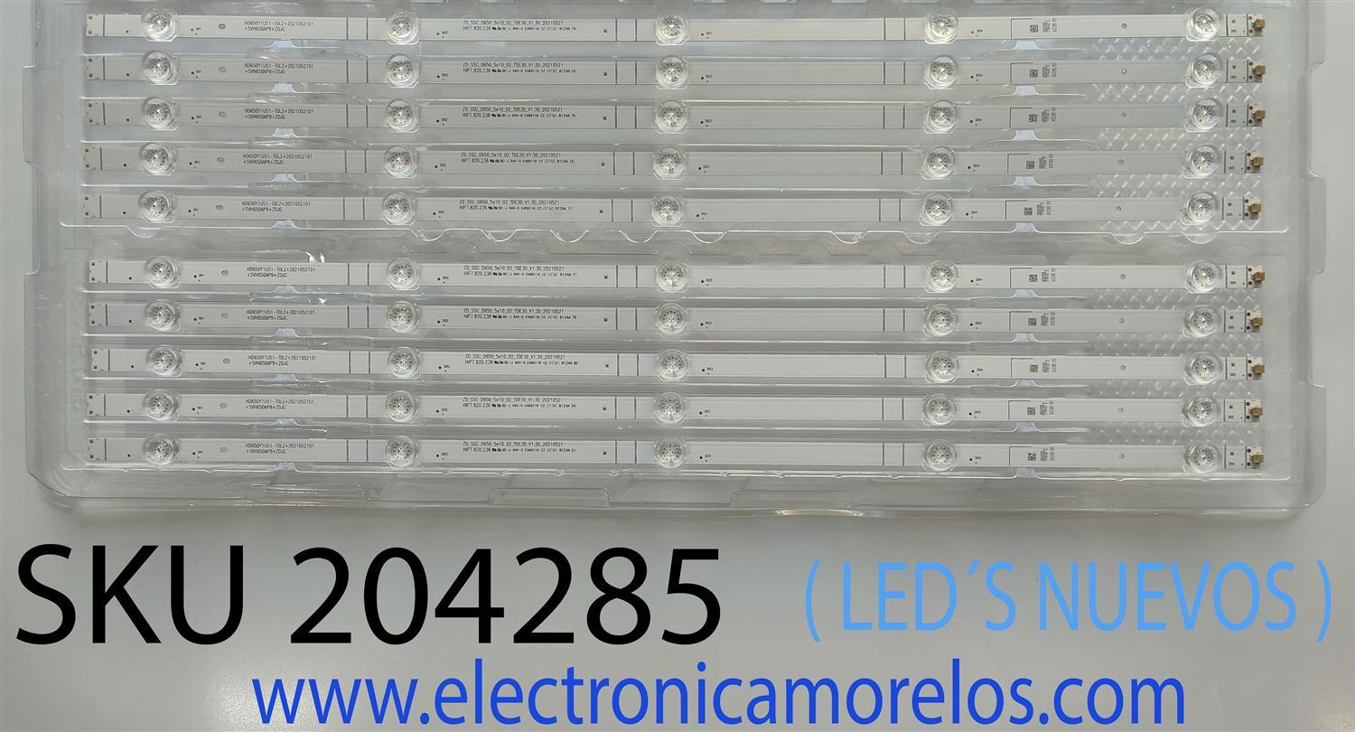 KIT DE LED´S (( NUEVOS )) PARA TV HISENSE (( 10 PZ )) NUMERO DE PARTE SVH650AP9+ZDJG / ZD_SSC_D650_5X10_02_TDE30_V1.30_20210521 / HD650Y1U51-T0L2+2021052101+SVH650AP9+ZDJG / PANEL HD650Y1U72-T0L2 / MODELOS 65R6G / 65A6G / 65R6E4 / 65C350KU / 100021261