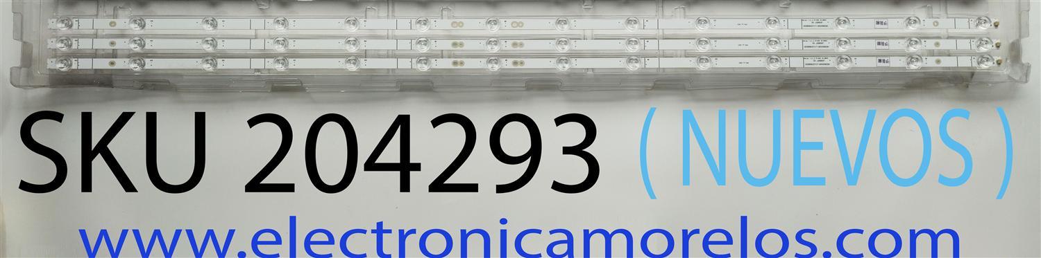 KIT DE LEDS NUEVOS PARA TV HISENSE ORIGINAL 3 PIEZAS / NUMERO DE PARTE LB58007 V0 / HD580X1U91-L1 / 2019080101 / 1234685 / HE58B86 / 036259C36 B1 / PANEL HD580X1U91-L1 / CV580U1-F01 / CV580U1-T01 / MODELOS 58H6500G / 58R6E3