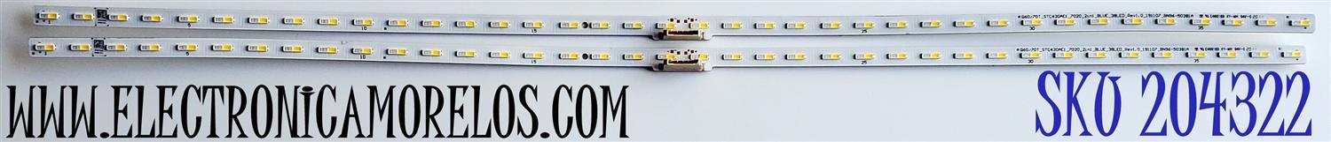 KIT DE LED'S PARA TV SAMSUNG ((2 PIEZAS)) / NUMERO DE PARTE BN96-50381A / STC430AE1 / Q60/Q70T_STC430AE1_7020_2in1_BLUE_38LED_REV1.0_191107 / 50381A / PANEL CY-RT043HGAV2H / MODELO QN43Q60 / QN43Q60TAFXZA