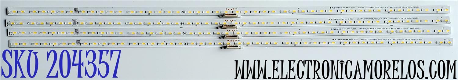 KIT DE LED'S PARA TV SAMSUNG QLED ((4 PIEZAS)) / NUMERO DE PARTE BN96-50387A / STC820A10 / Q60/70T_STC820A10_7020_2iN1_BLUE_46LED_REV2.0_200302 / Q60/70T_STC820A10_7020_21N1 / Q60/70T_STC820A10_7020_2iN1_BLUE_46LED_REV1.0_191107 / MODELOS QN82Q7 / QN82Q6
